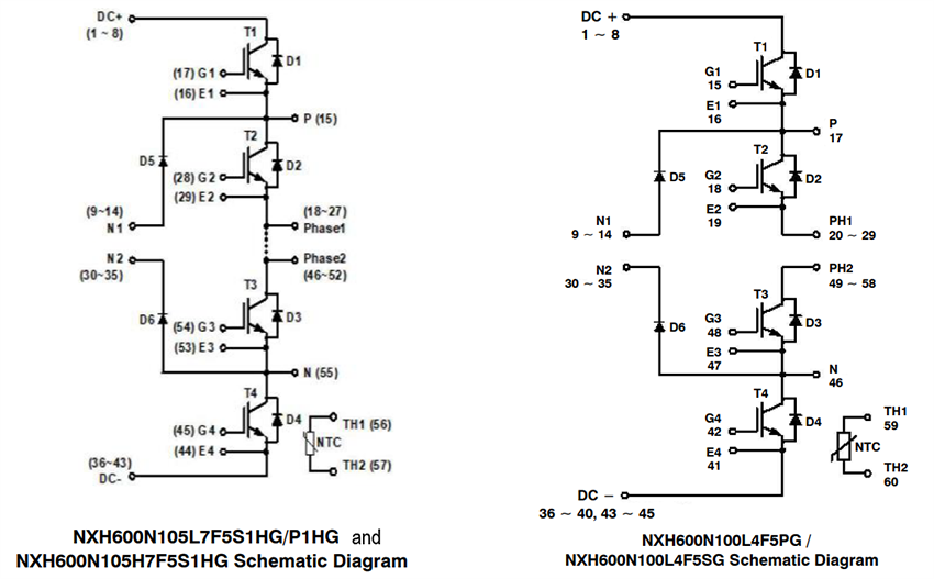 Schematic - onsemi NXH600N10x 3-Level NPC Inverter Modules